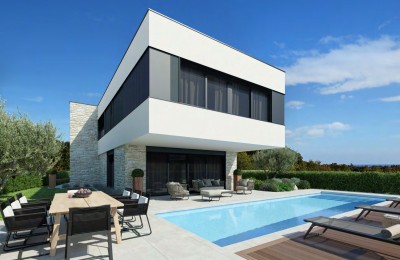 An impressive villa with a view of the sea and a swimming pool - under construction