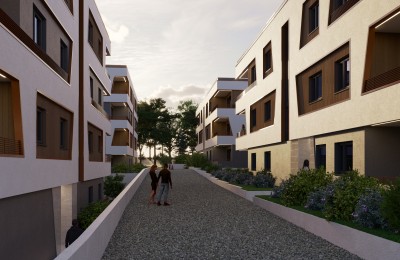 Predivan stan u prizemlju izuzetne novogradnje udaljene samo 800 m od mora