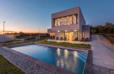 A beautiful modern villa with a breathtaking view