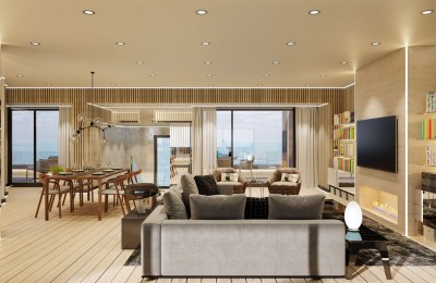 Luksuzan dvoetažni penthouse prvi red uz more sa otvorenim pogledom na more i Rovinj